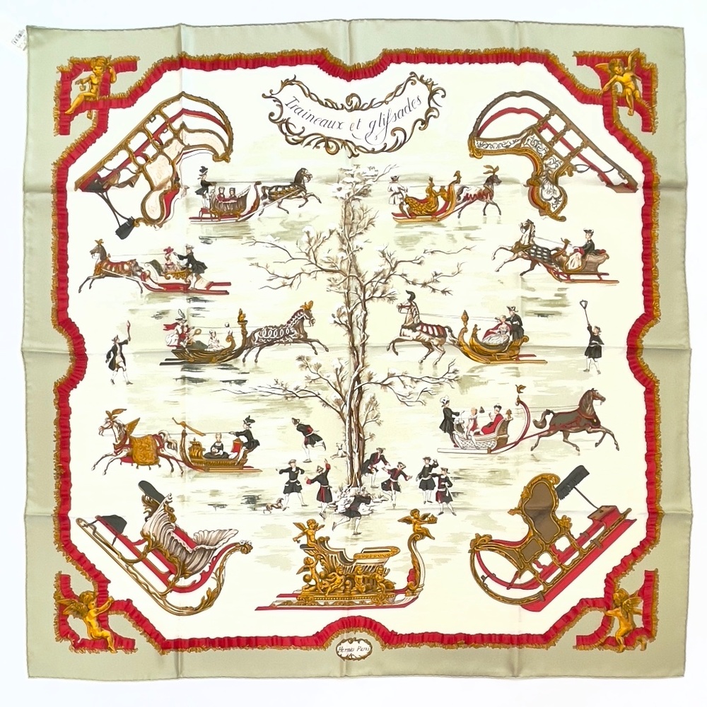 NWT! Hermès Silk Scarf "Traineaux et Glissades"